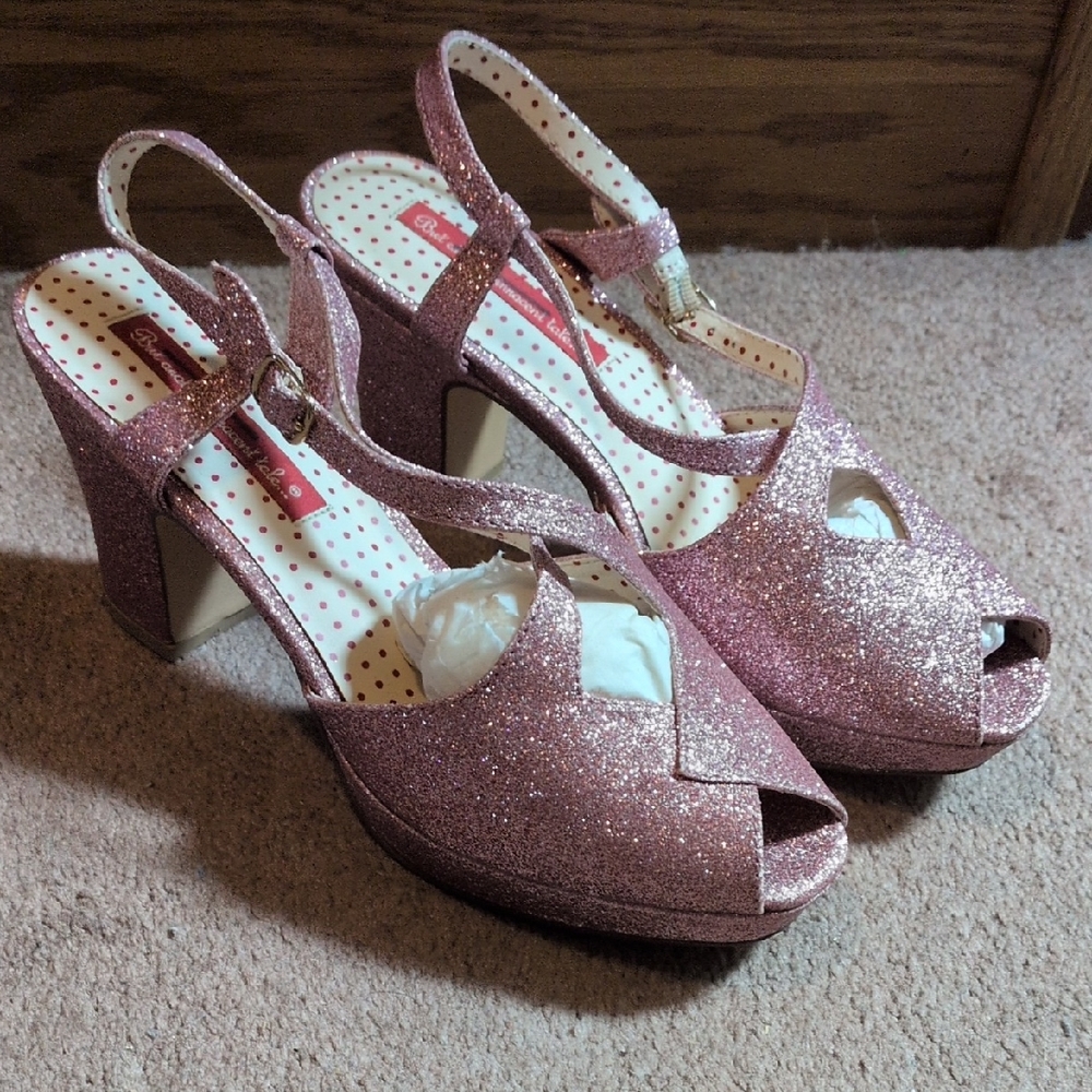 BAIT Footwear Brittany Pink Glitter Heels Sz 9
